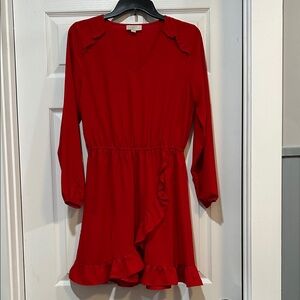 LOFT Vibrant Red Long Sleeve Dress
